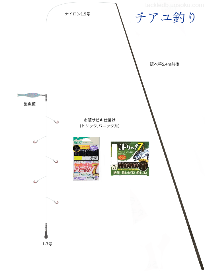 チアユ釣りの基本仕掛け・タックル