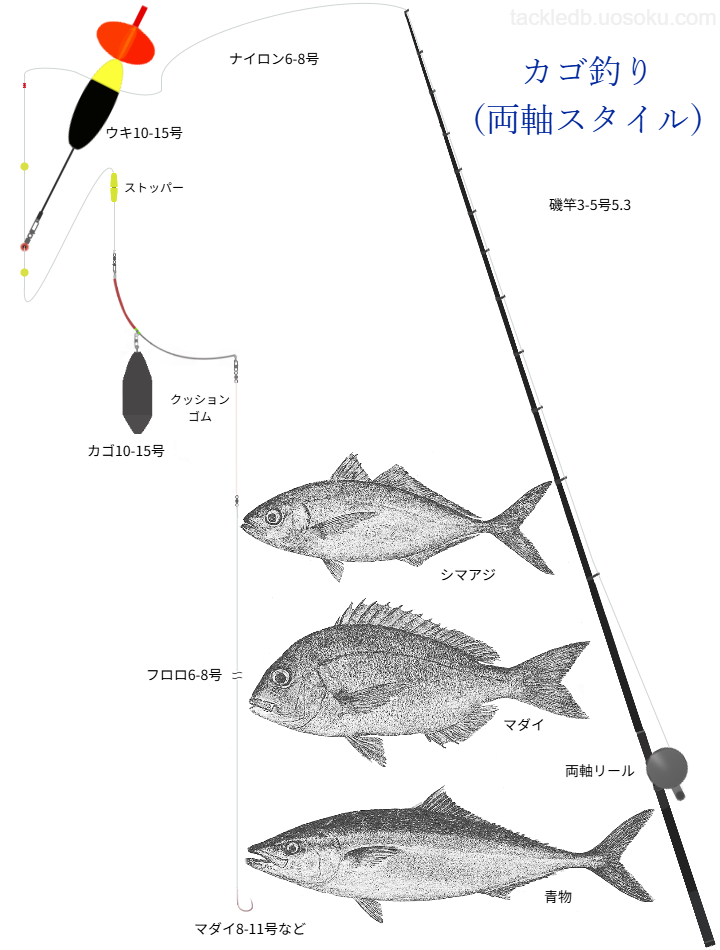両軸遠投カゴ釣りの基本仕掛け・タックル