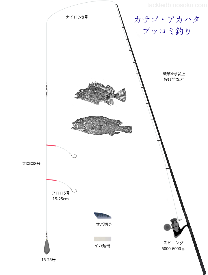 カサゴ・アカハタブッコミ釣りの基本仕掛け・タックル