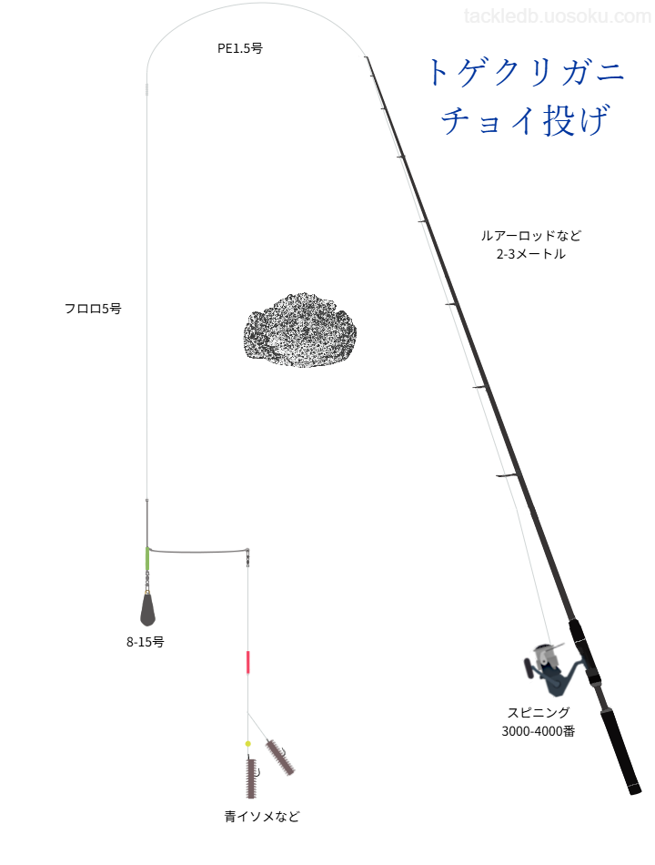 トゲクリガニちょい投げ釣りの基本仕掛け・タックル