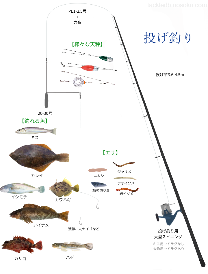 投げ釣りの基本仕掛け・タックル
