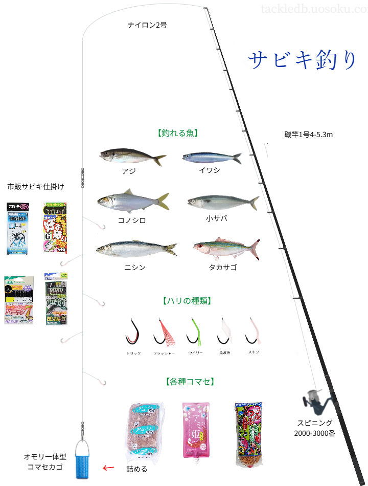 下カゴ式サビキ釣りの基本仕掛け・タックル
