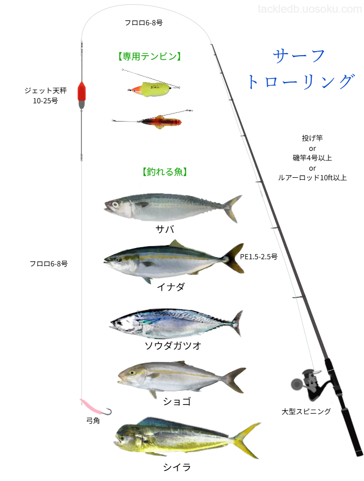 サーフトローリングの基本仕掛け・タックル
