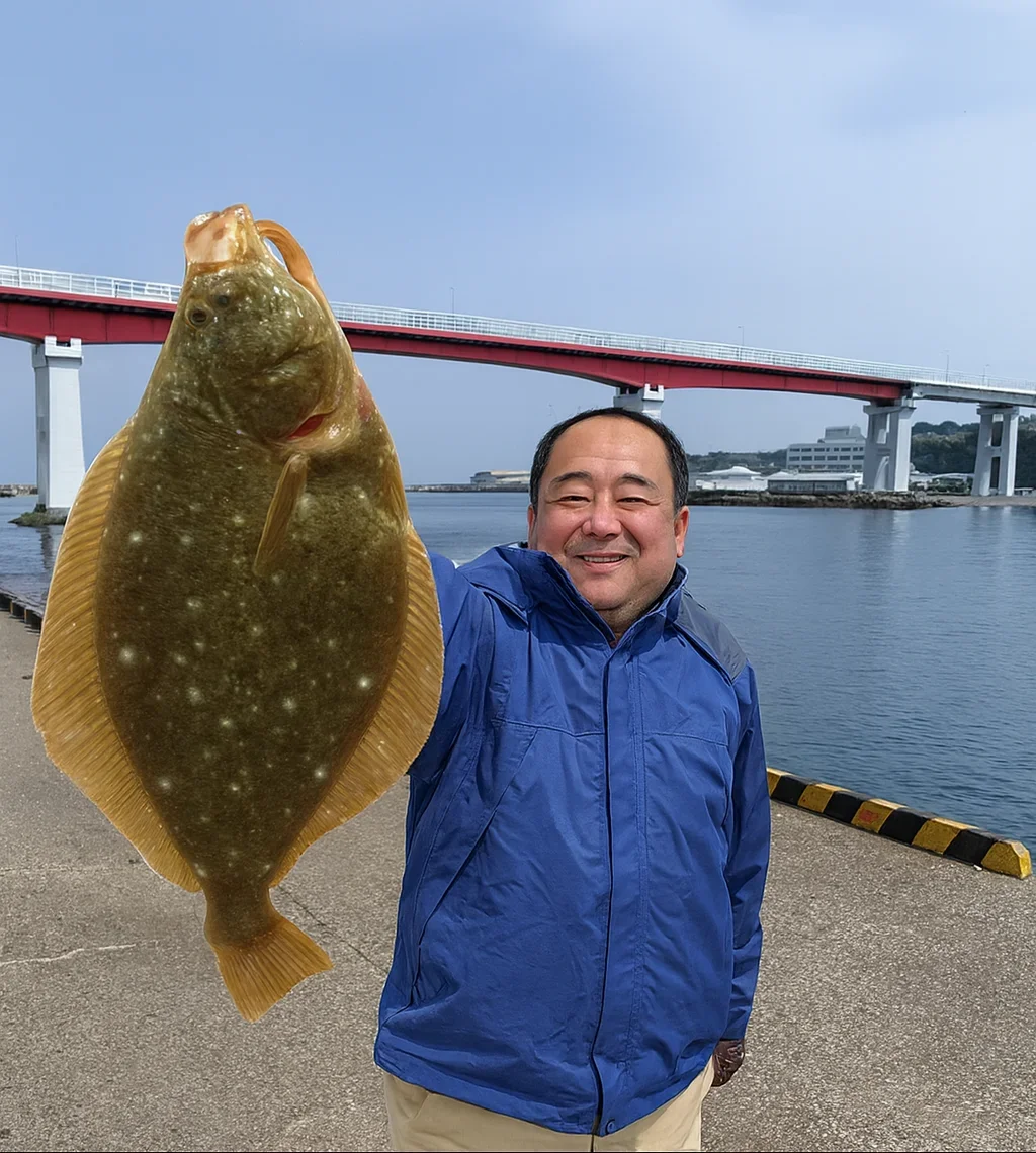 三崎港でカレイを釣る持田