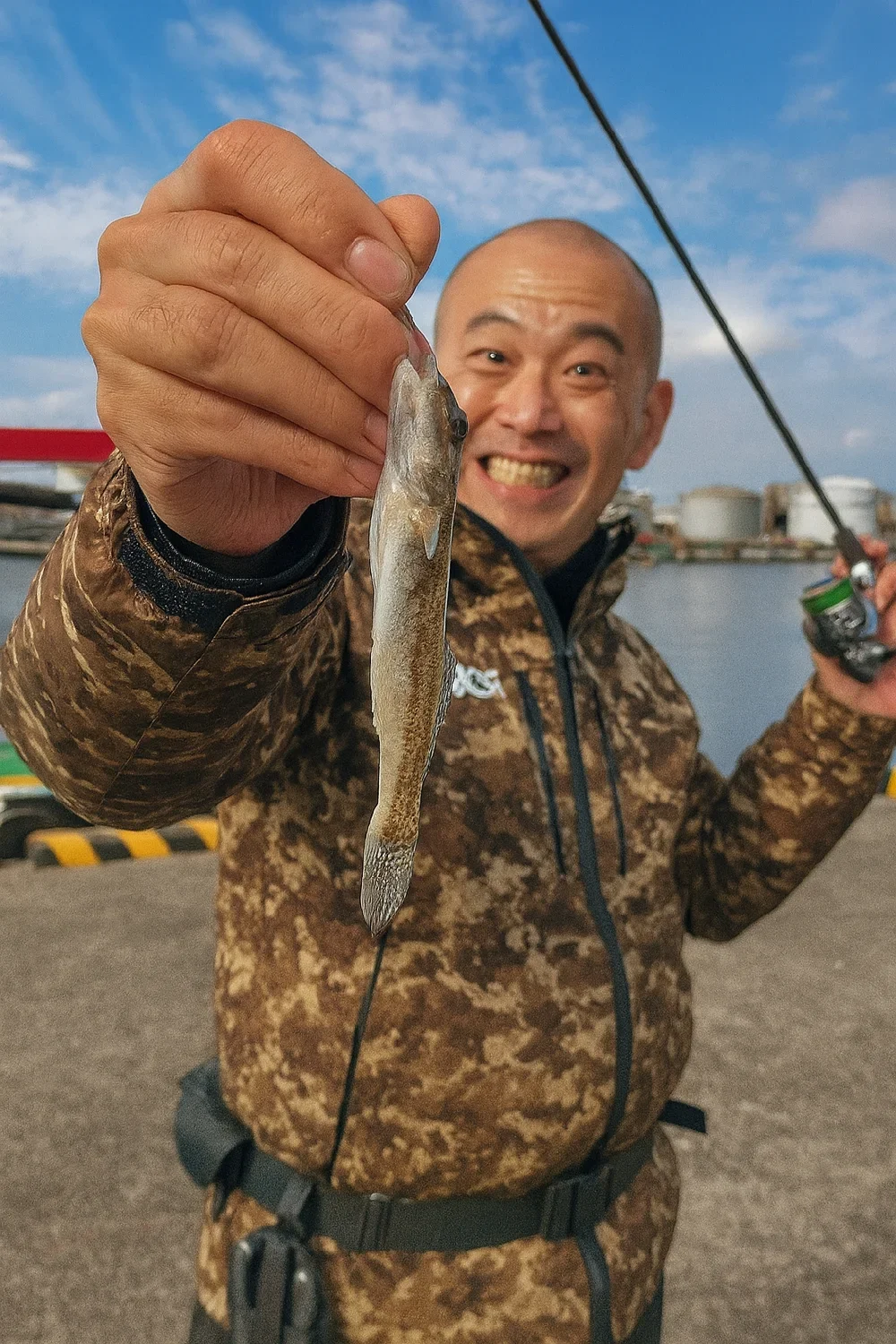 千鳥運河でハゼの釣果を得たがんだま君