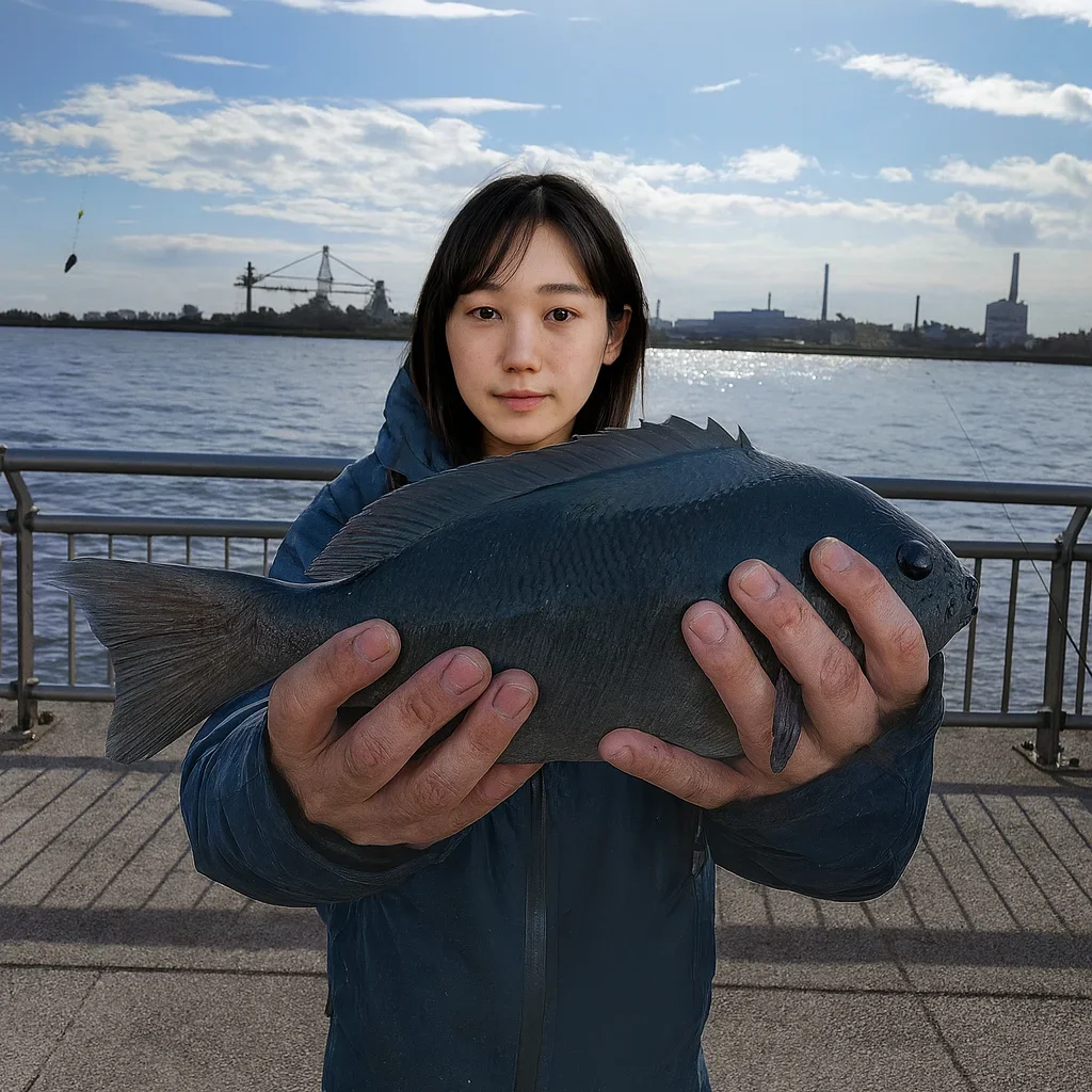 東扇島西公園でメジナの釣果を得た国生