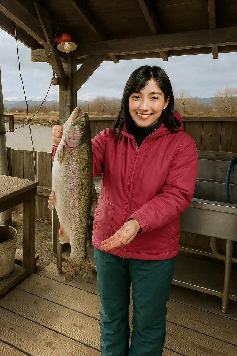 408Clubでニジマスの釣果を得た黒川.webp