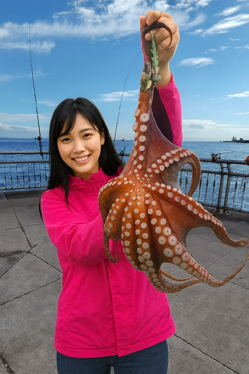 東扇島西公園でマダコを釣った黒川