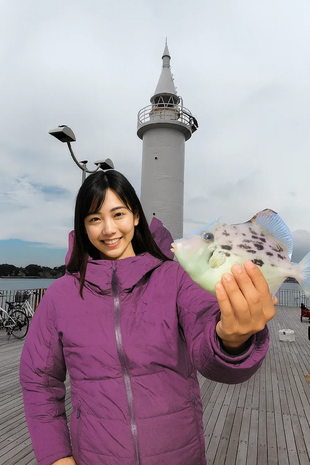 江ノ島大堤防テラスでカワハギを釣った黒川