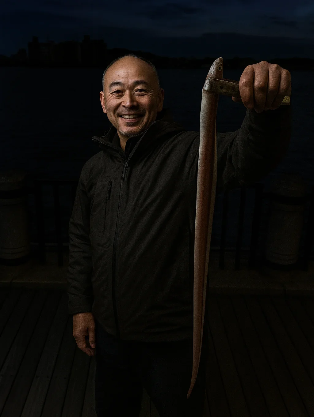 江ノ島オリンピック公園でアナゴを釣ったがんだま君