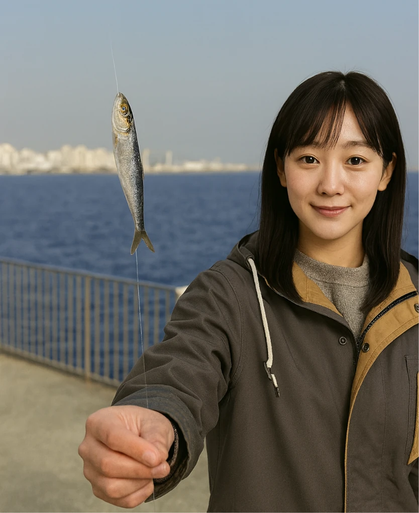 うみかぜ公園でイワシの釣果を得た国生.webp
