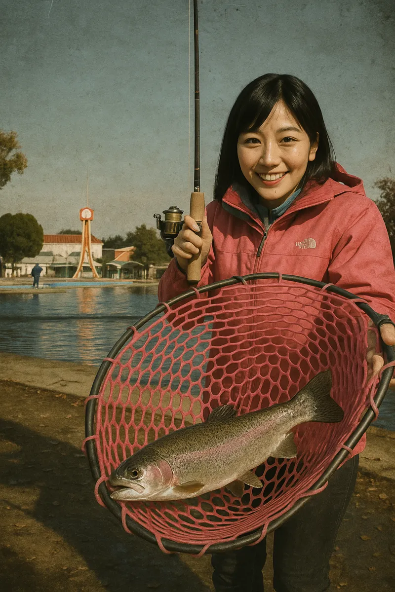 しらこばと水上公園でニジマスの釣果を得た黒川.webp
