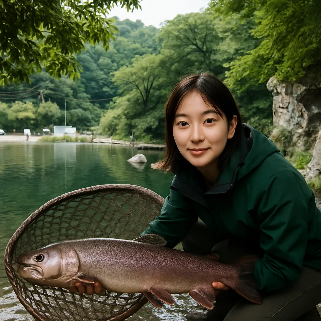 すそのフィッシングパークでイトウの釣果を得た森永.webp