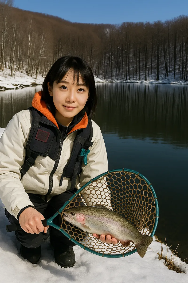 ながわフィッシングエリアでニジマスの釣果を得た国生.webp