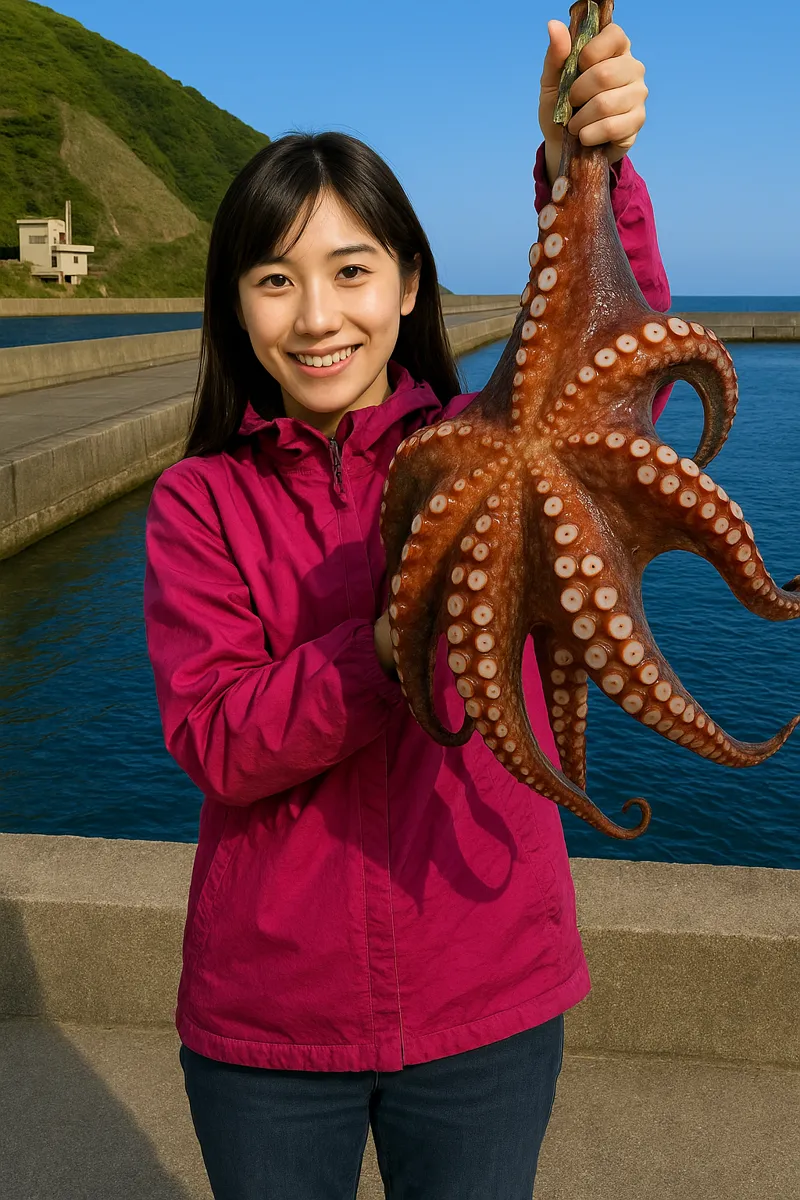 ひるが海上釣り堀でタコの釣果を得た黒川.webp