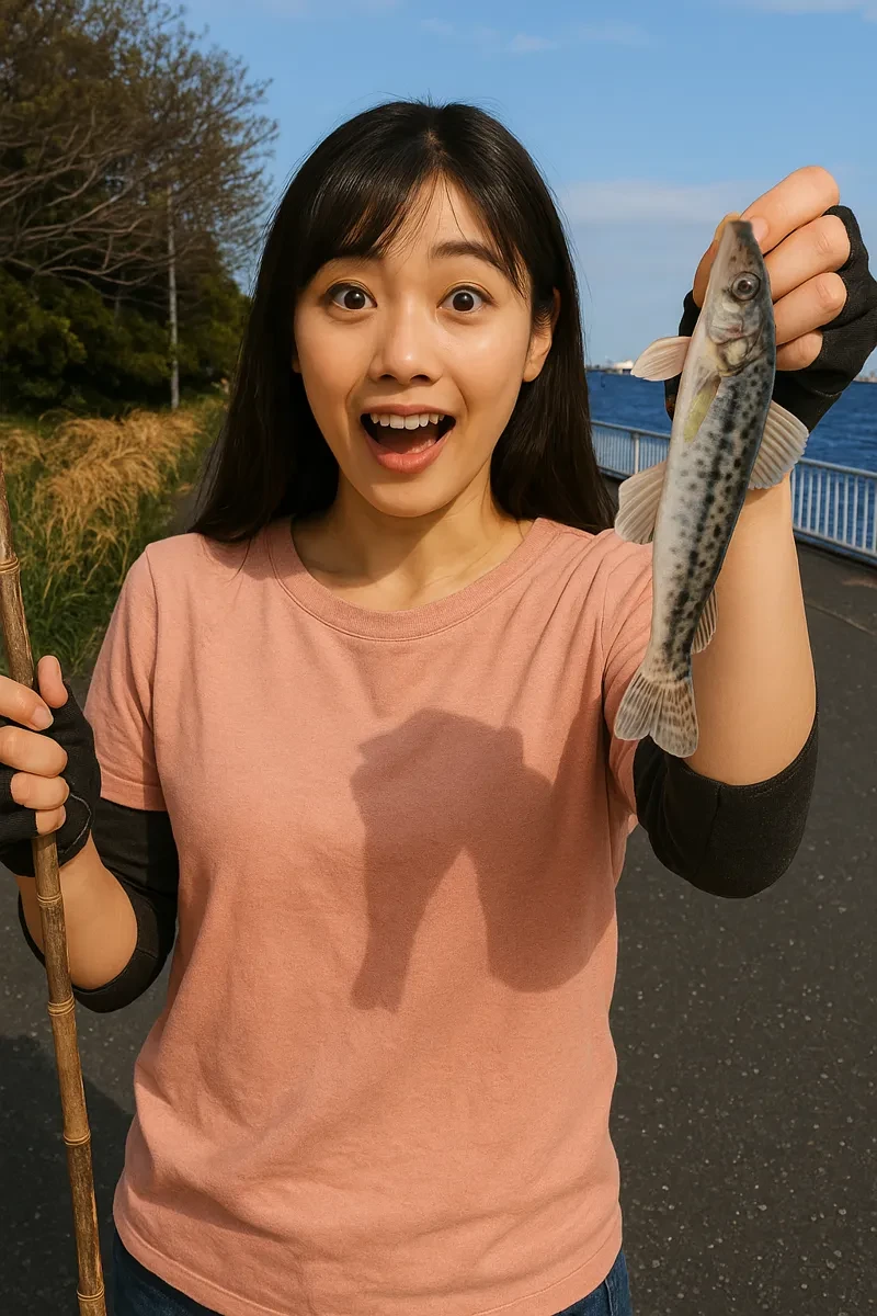 ふれーゆ裏でハゼの釣果を得た黒川.webp