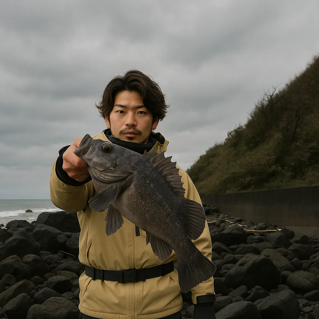 アルトリ岬でソイの釣果を得た澤田.webp