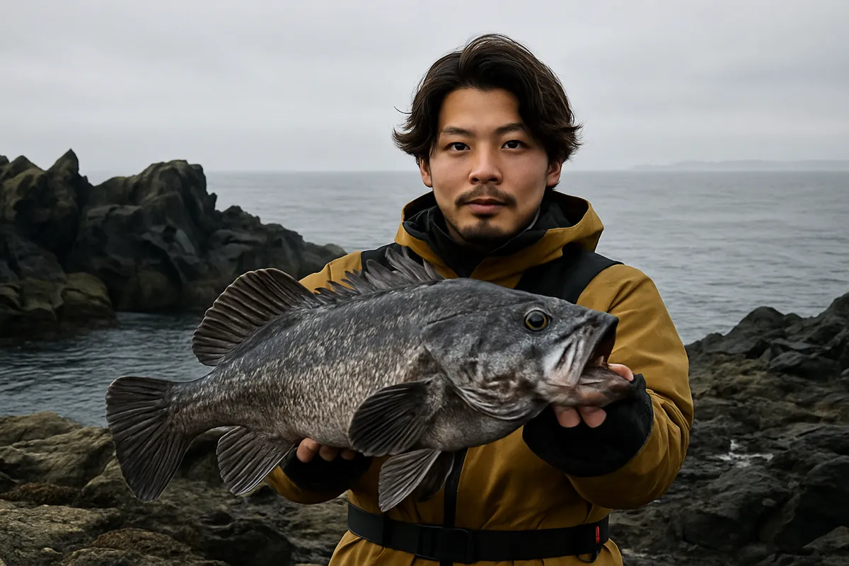 イカリカイ駐車公園下でソイの釣果を得た澤田.webp