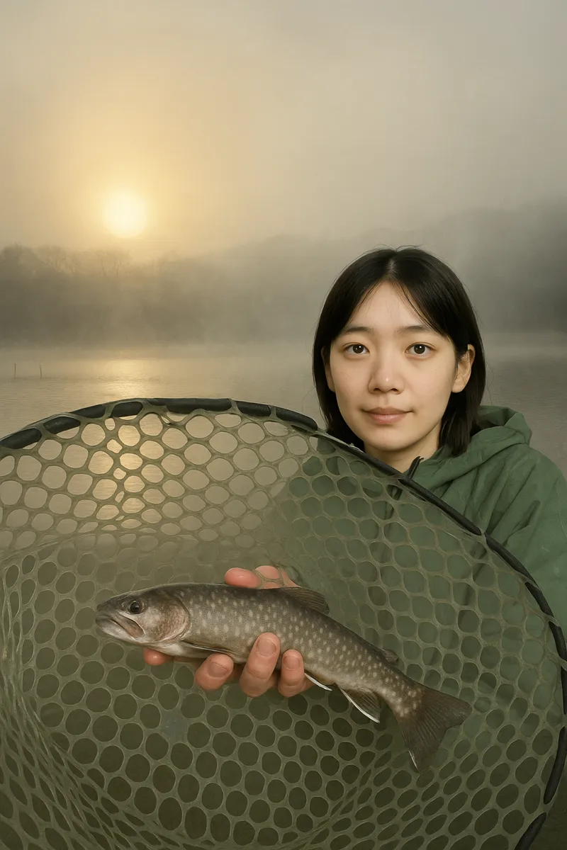 ウォーターパーク長瀞でイワナの釣果を得た森永.webp