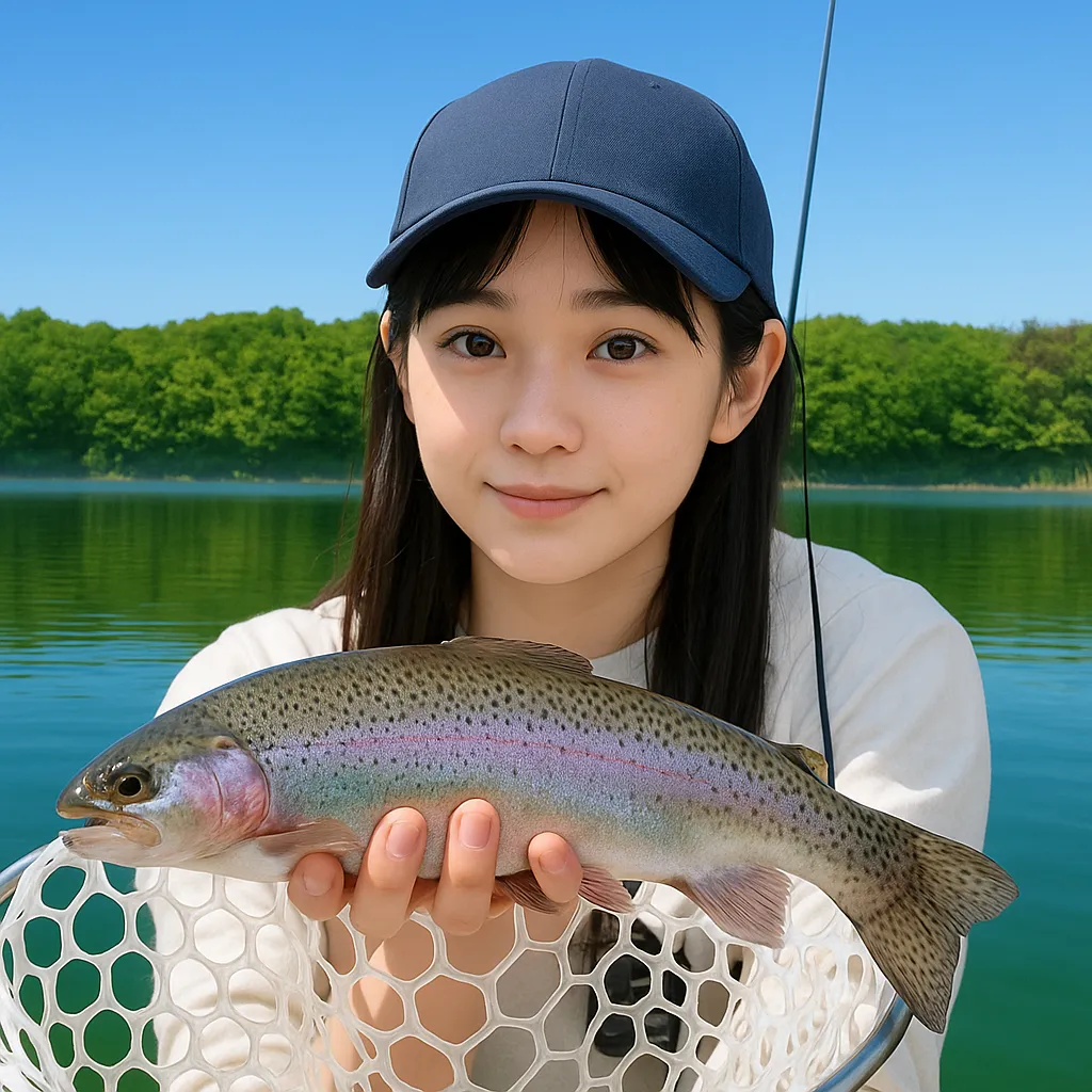 ウォーターパーク長瀞でニジマスの釣果を得た国生.webp