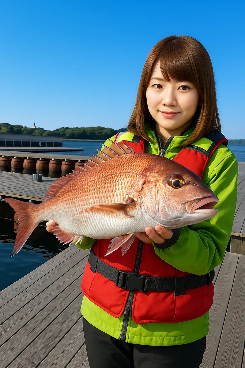 カタタの釣堀でマダイの釣果を得た山際.webp