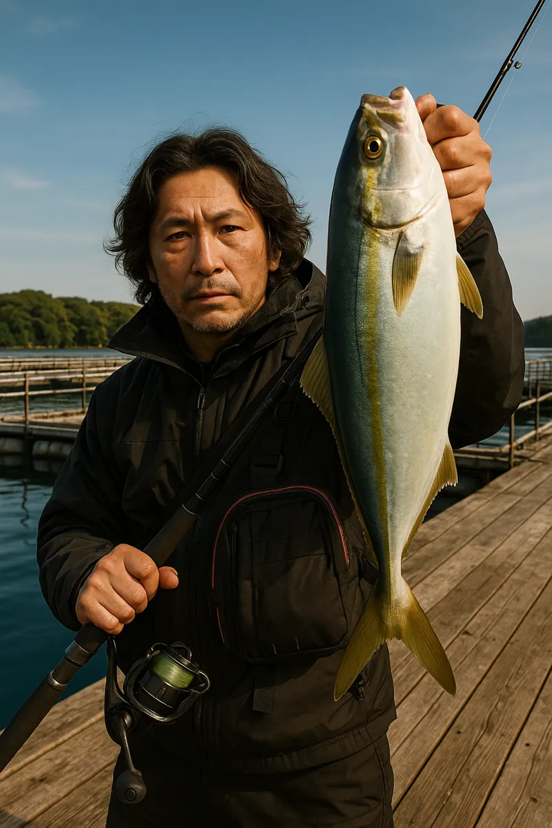 カタタの釣堀でメジロの釣果を得た広岡.webp