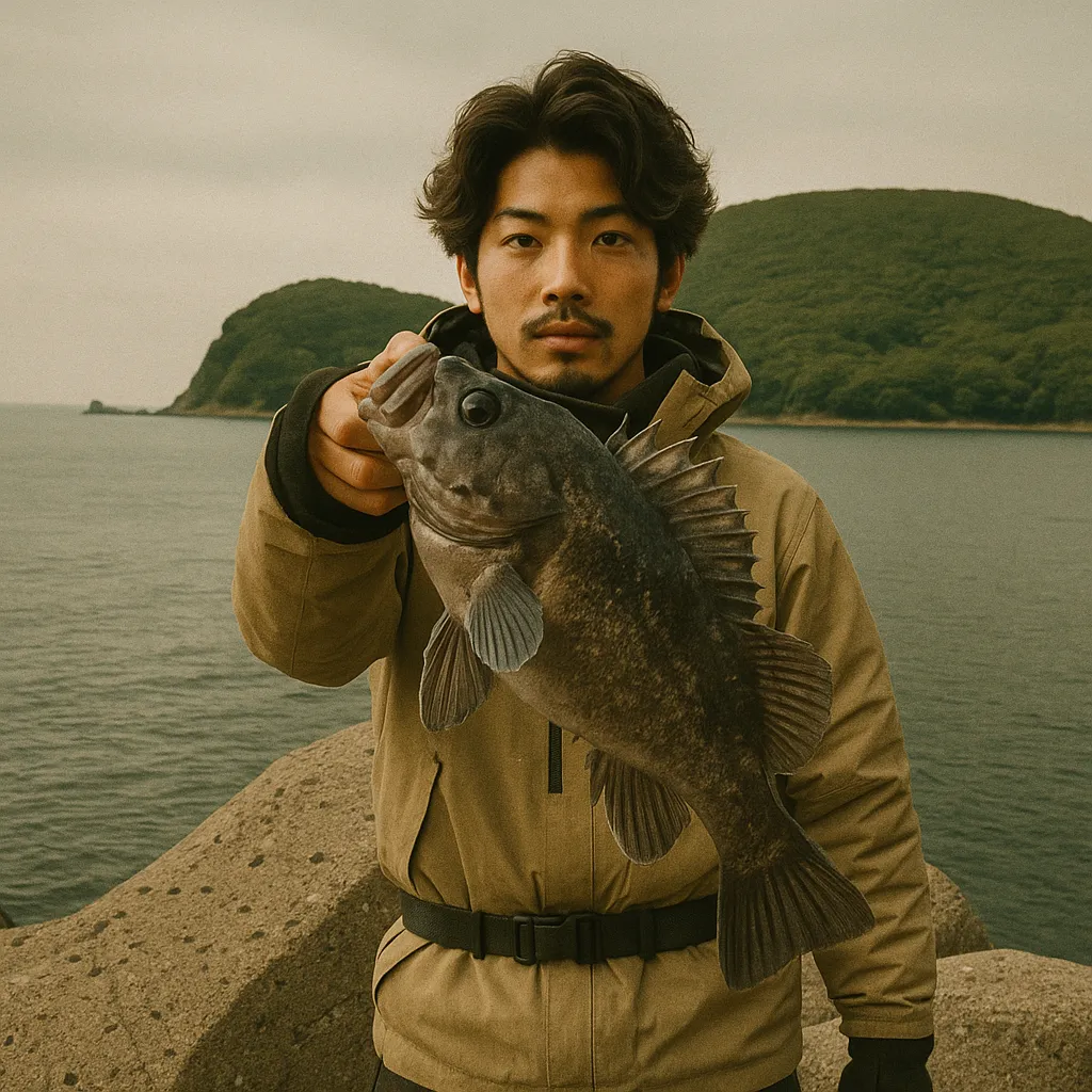 カブト盃漁港でクロソイの釣果を得た澤田.webp