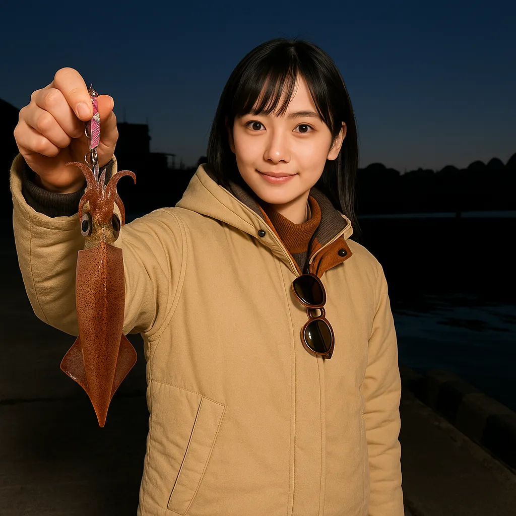 カブト盃漁港でマメイカの釣果を得た国生.webp