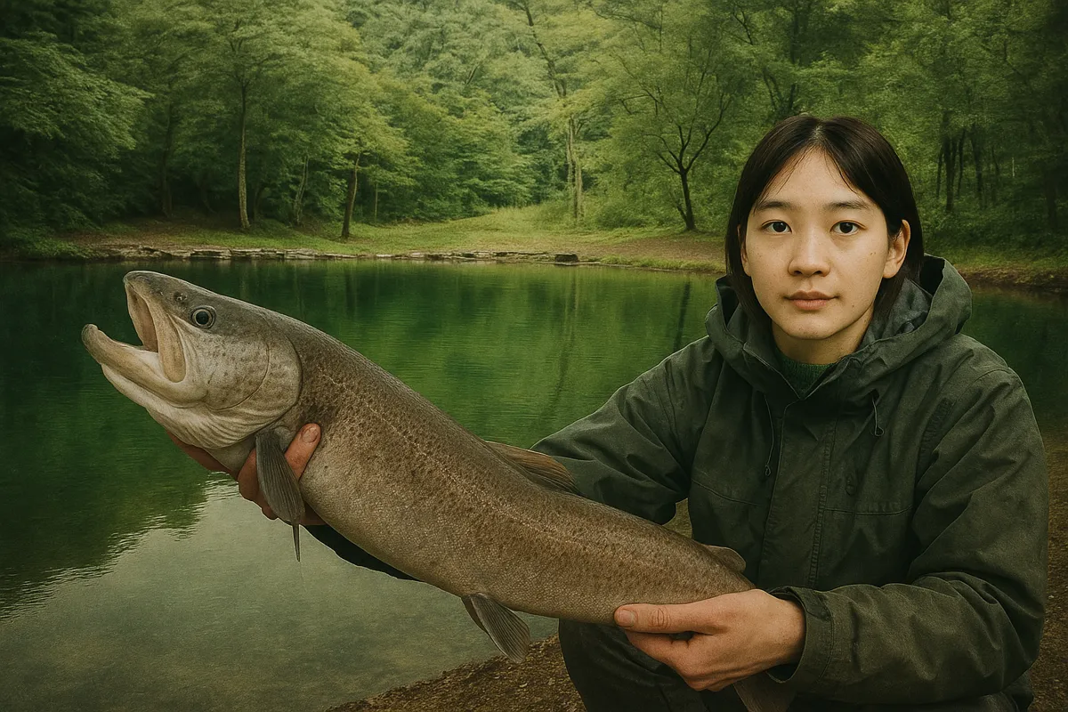 トラポン開田高原でイトウの釣果を得た森永.webp