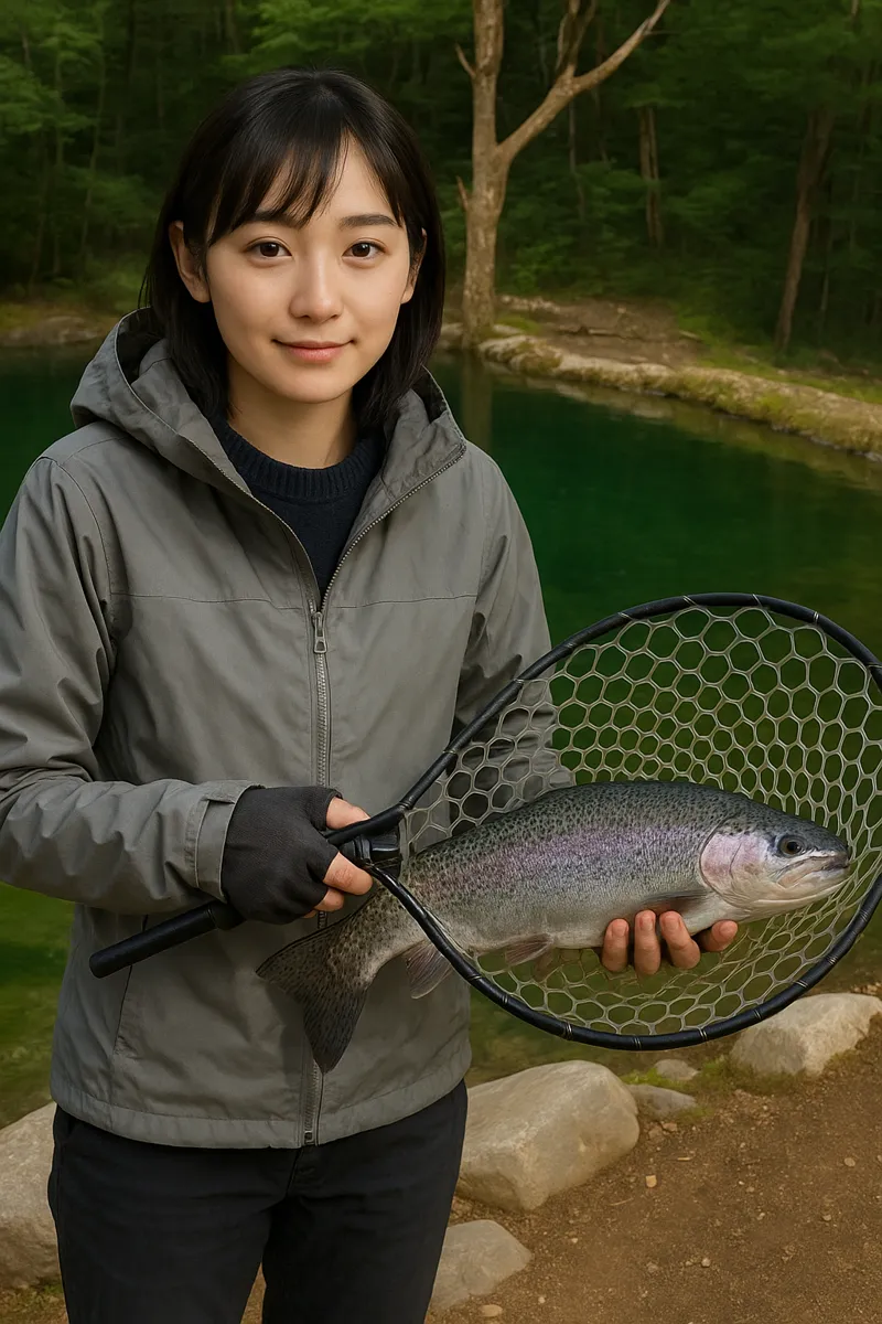 トラポン開田高原でニジマスの釣果を得た国生.webp