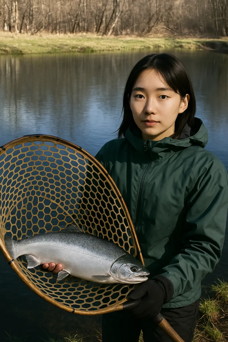 ファミリーパークさらべつで銀鮭の釣果を得た森永.webp