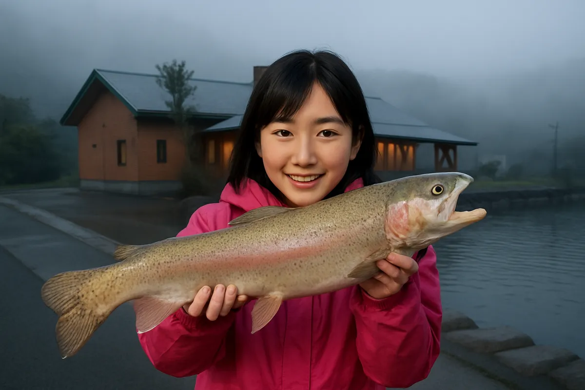 フィッシュオン鹿留でニジマスの釣果を得た黒川.webp
