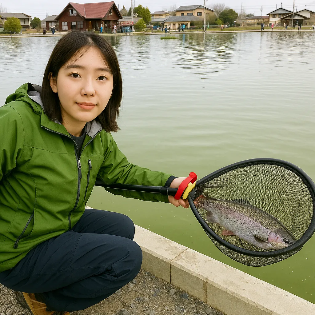 フィッシングステージ彩の国でニジマスの釣果を得た森永.webp