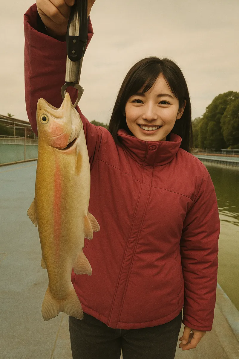 フィッシングランド浜寺公園でニジマスの釣果を得た黒川.webp