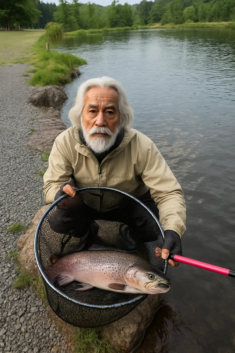 フィッシング母袋でイトウの釣果を得た米田.webp