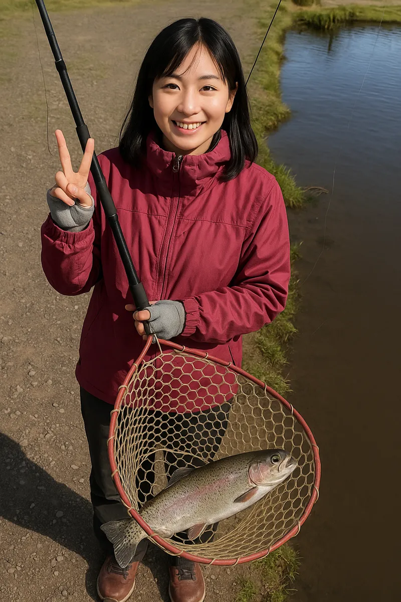 フィッシング母袋でニジマスの釣果を得た黒川.webp