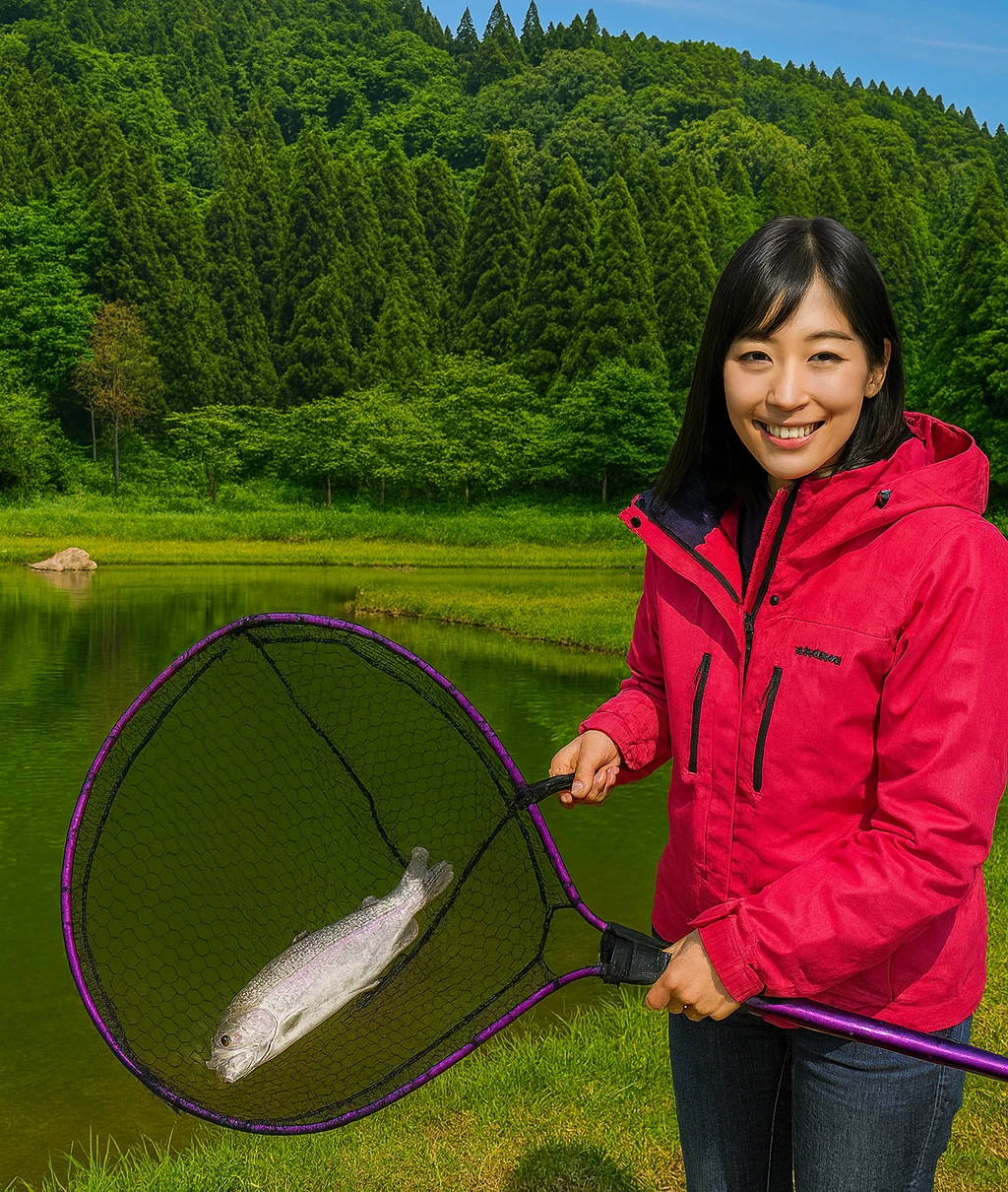 リバーランズ角川でニジマスの釣果を得た黒川.webp