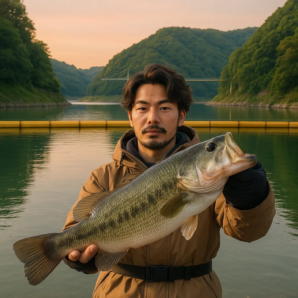 一庫ダムでブラックバスの釣果を得た澤田.webp