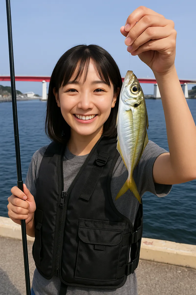三崎港でアジの釣果を得た国生.webp