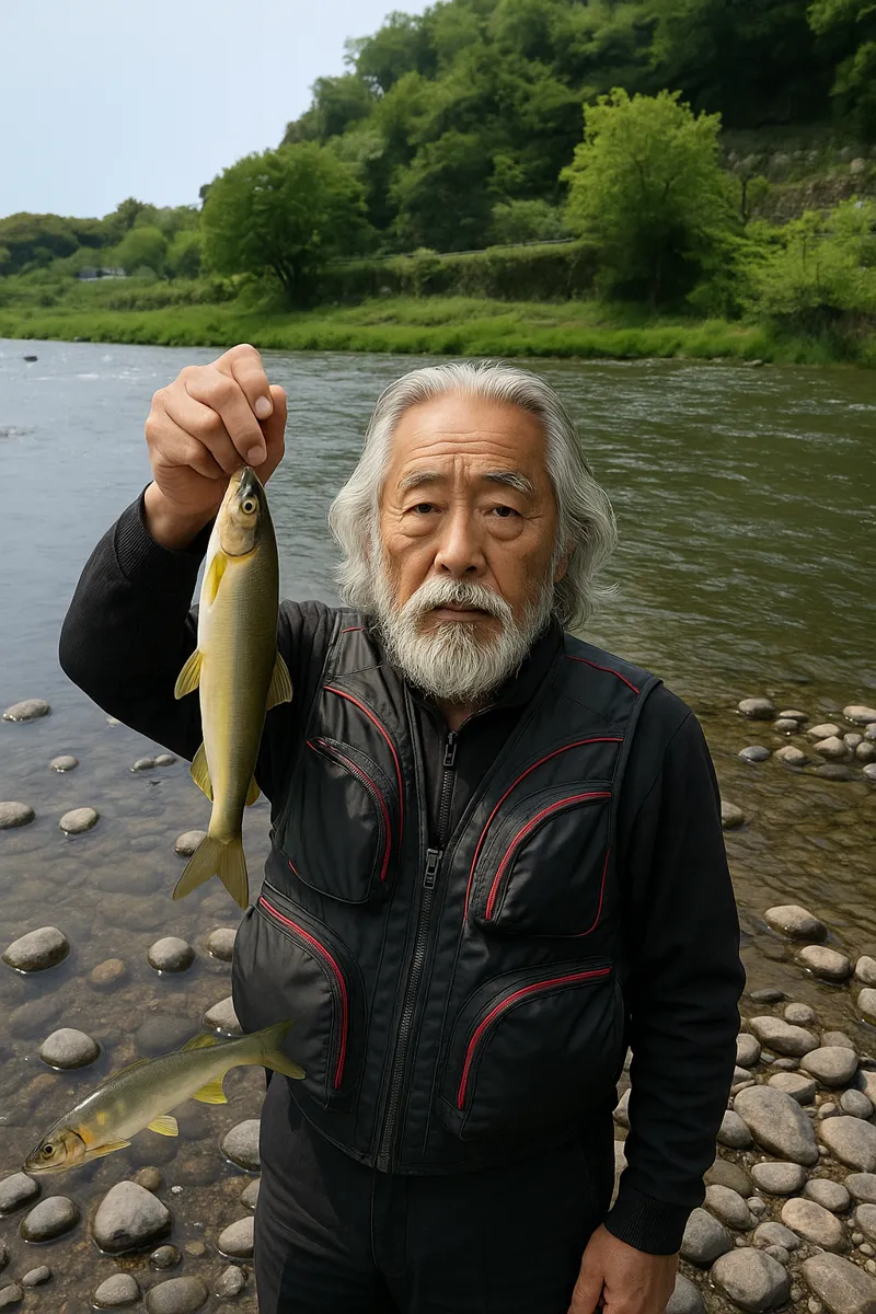 中津川でアユの釣果を得た米田.webp