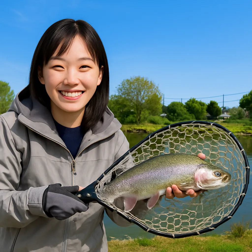 中里フィッシングクラブでニジマスの釣果を得た国生.webp