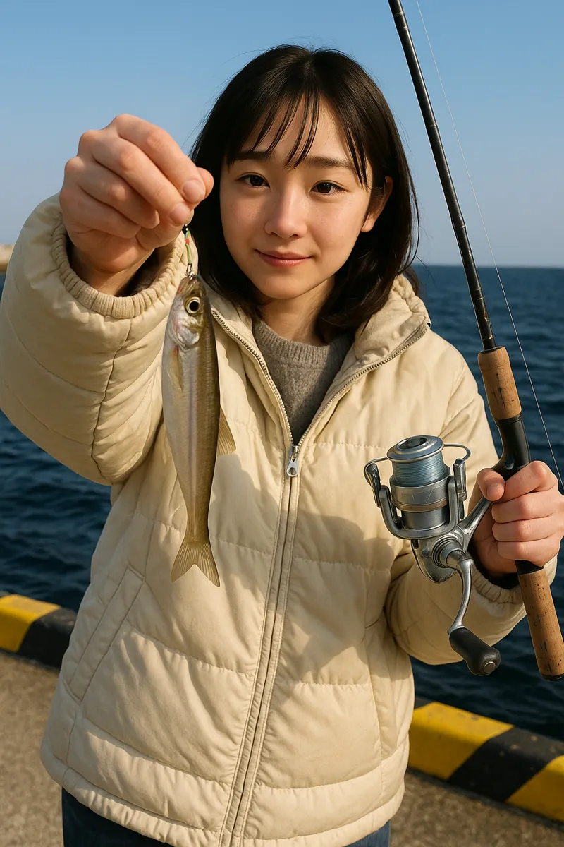 乙忠部漁港でチカの釣果を得た国生.webp