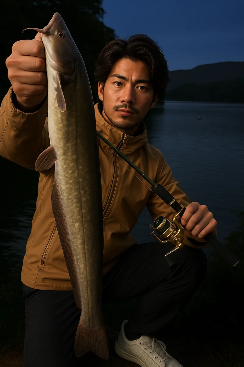 余呉湖でナマズの釣果を得た澤田.webp