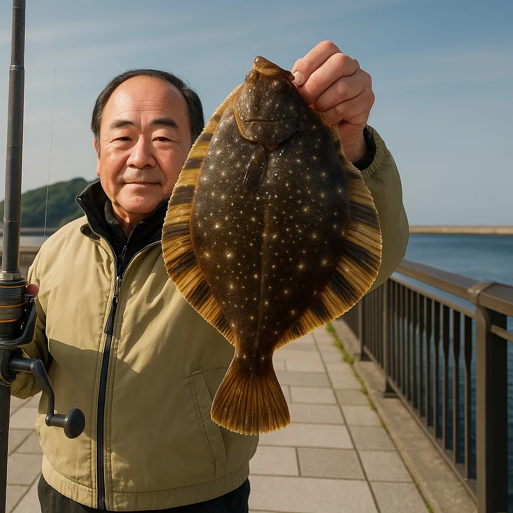 余市河口漁港でカワガレイの釣果を得た持田.webp