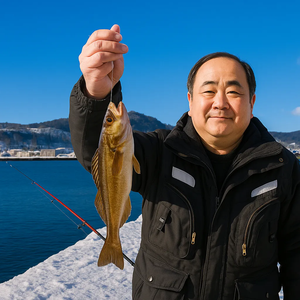 余市港でホッケの釣果を得た持田.webp