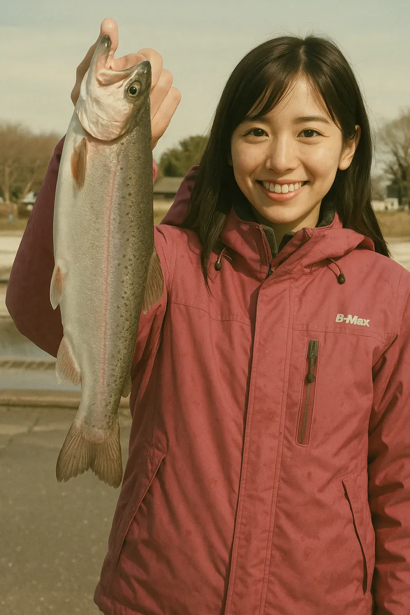 元田養鱒場でサクラマスの釣果を得た黒川.webp