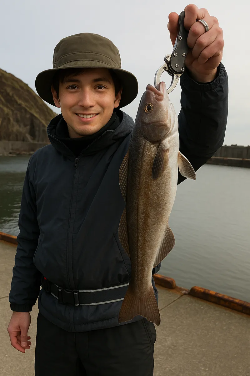 入舸漁港でホッケの釣果を得た久良木.webp