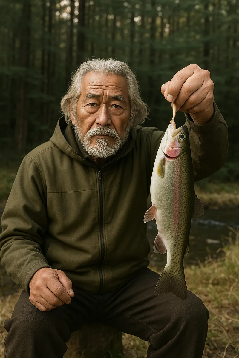入間川でニジマスの釣果を得た米田.webp