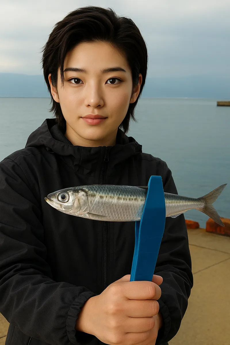 函館港でイワシの釣果を得た佐伯.webp