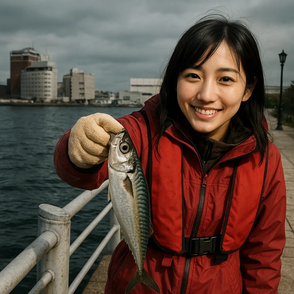 函館港でサバの釣果を得た黒川.webp